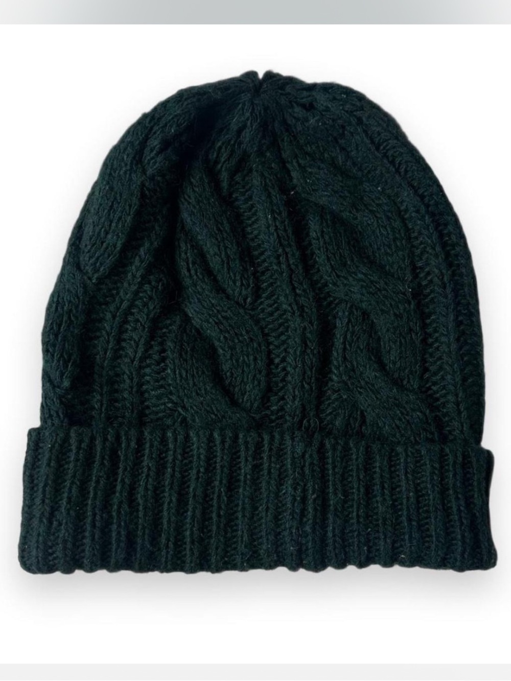💜 Dark Green Cable Knit Wool Beanie (OS)